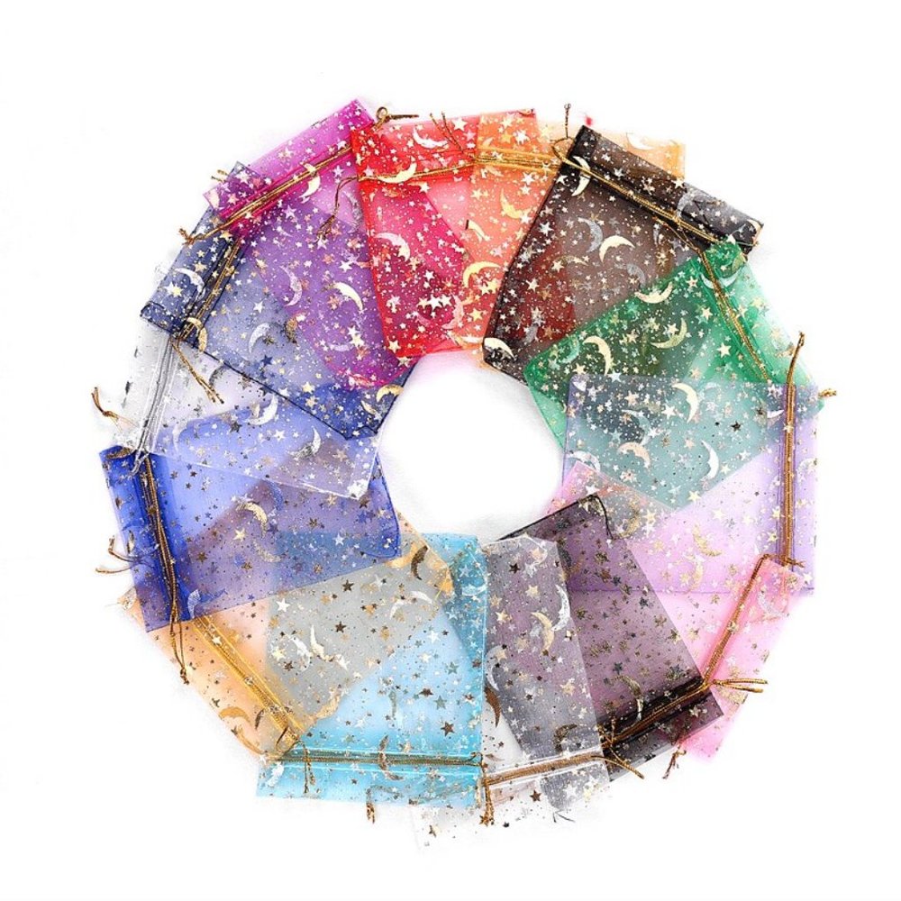 Stars & Moons Colorful Organza Bags (3 Pack)
